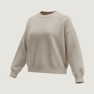 Balance Collection Oversize Crop Sweatshirt S Tan Basic Capsule Fleece Pullover‎